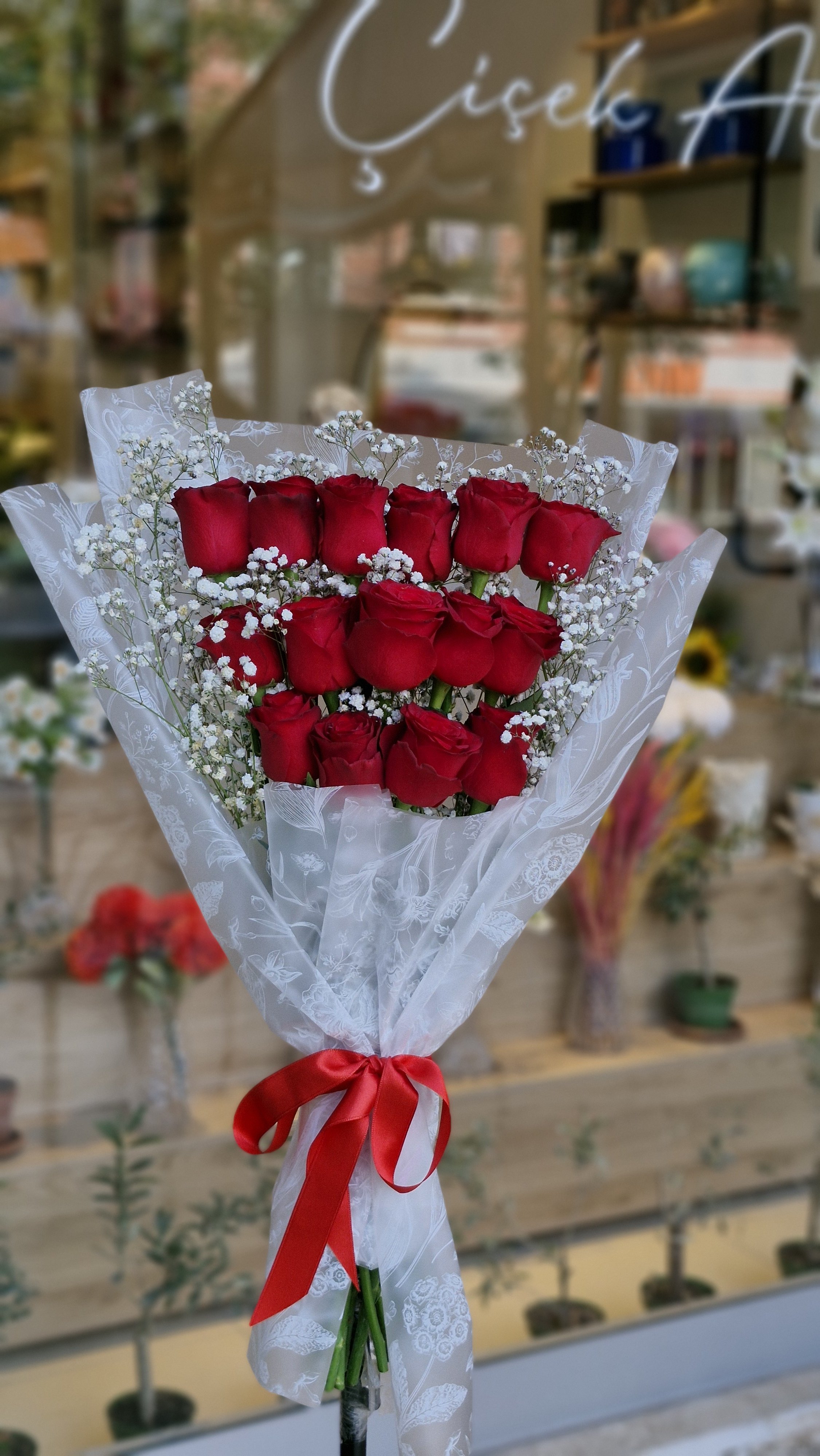 Kırmızı gül buketi (15li)